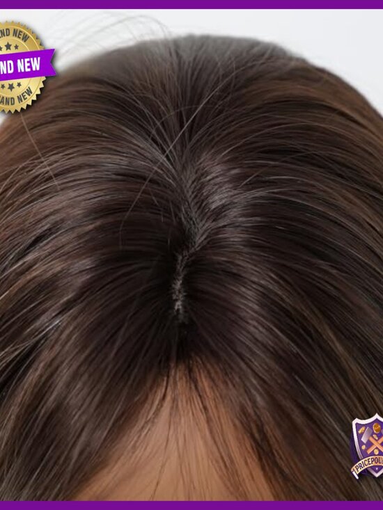 Medium Length Human Hair Wig Layered Straight Middle Part Glueless Lightweight main image 5